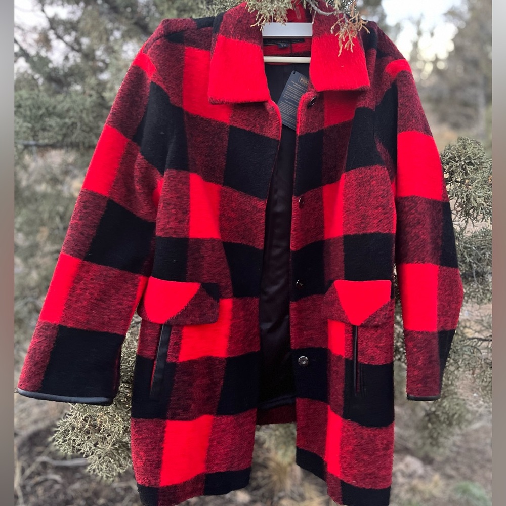 NWT Pendleton Women’s Paul Bunyan Long Red Plaid Wool Jacket size XL